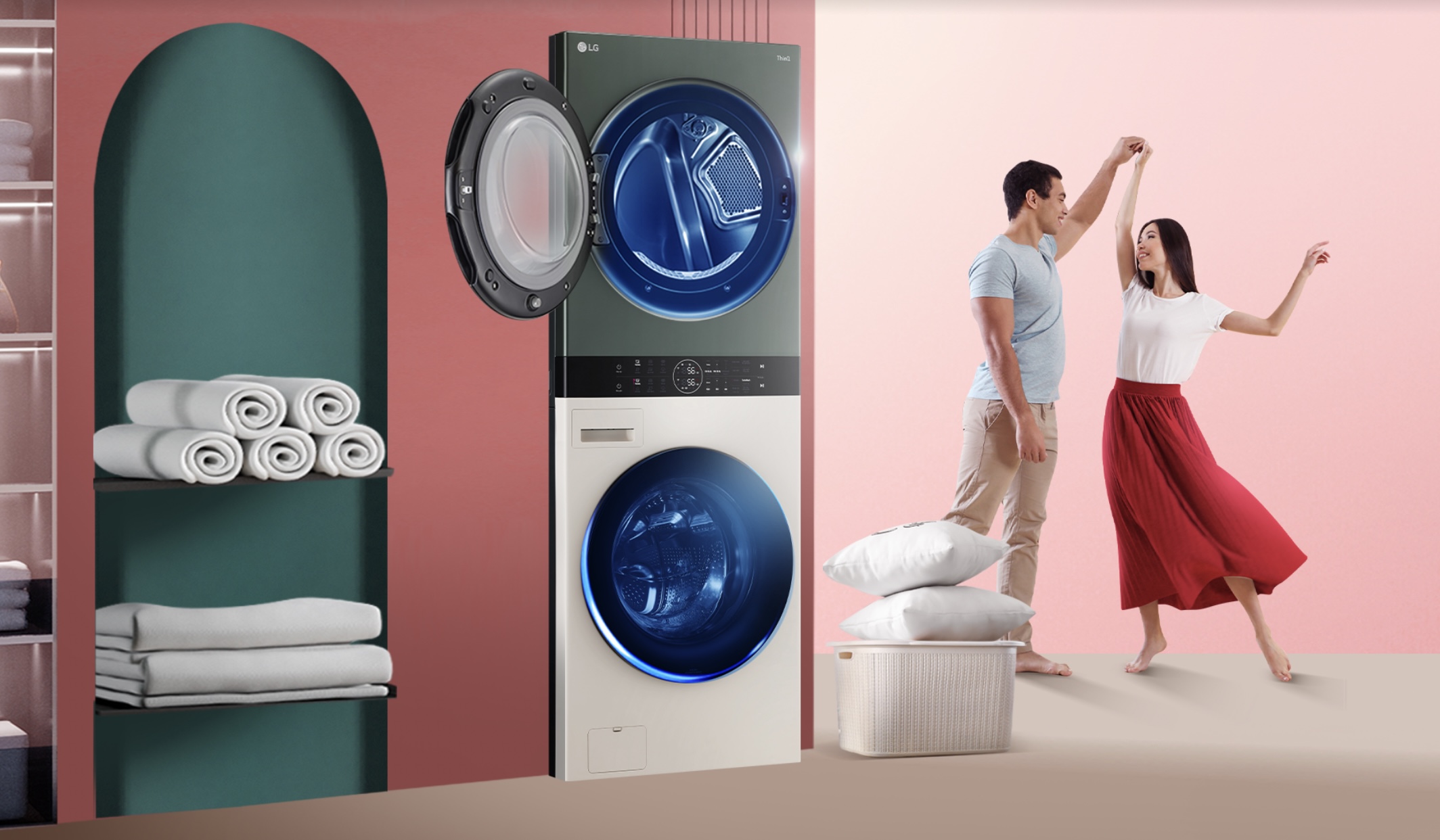 LG WashTower: Máy giặt sấy mới đồng bộ với điều khiển trung tâm