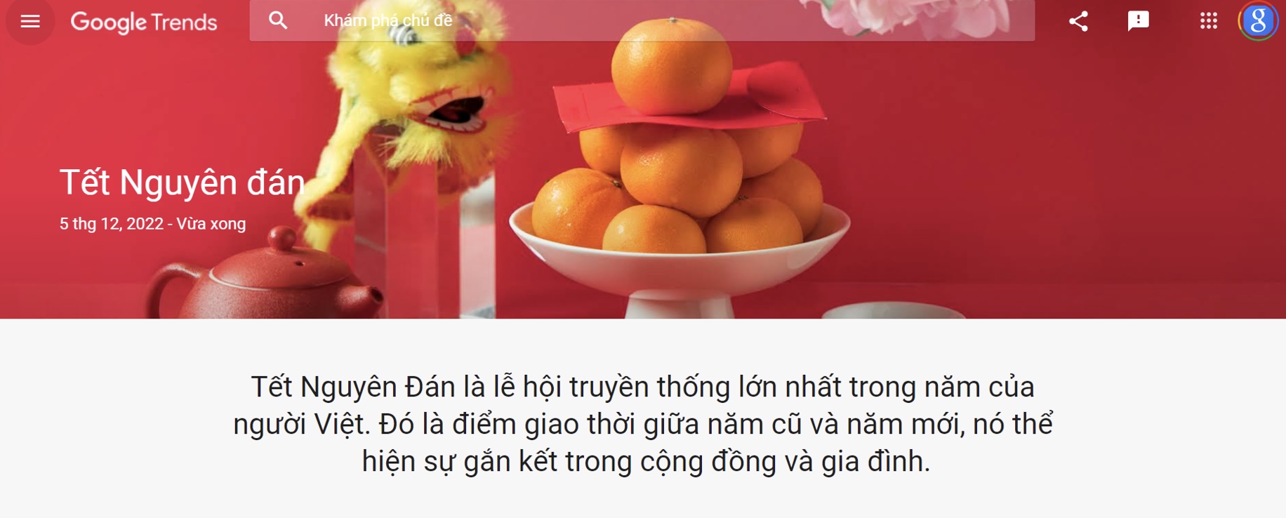 Người Việt tìm kiếm gì dịp Tết Nguyên Đán 2023? TechTimes Vietnam Trang Google Xu Hướng về Tết Nguyên Đán dành riêng cho Việt Nam. Nguồn: Google