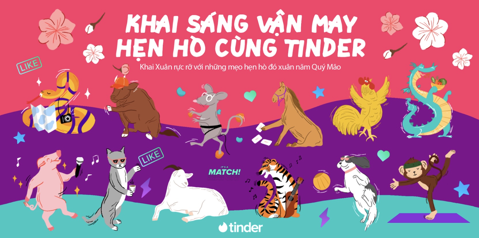 Cùng Tinder khai sáng vận may hẹn hò của 12 con giáp trong năm 2023