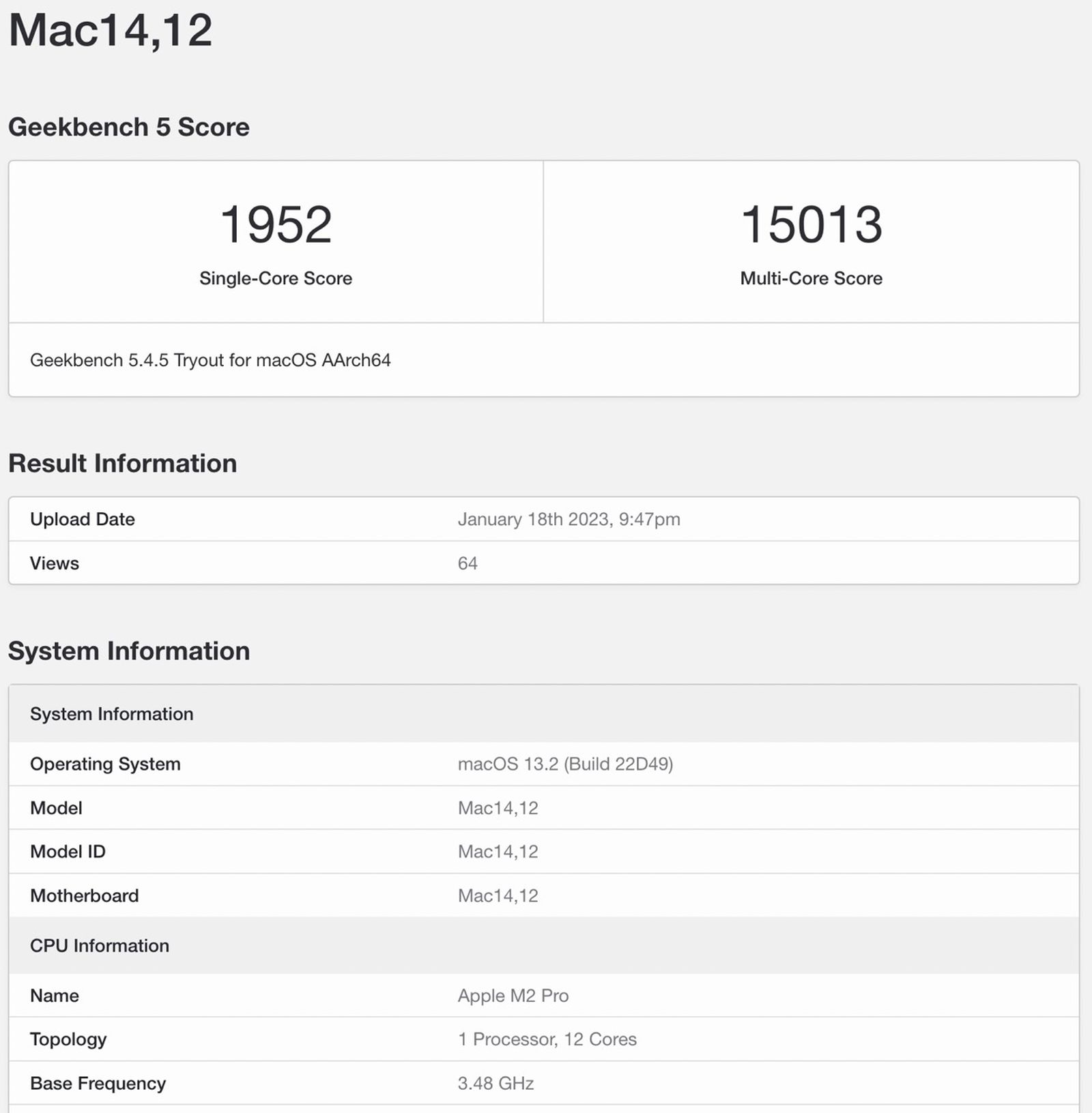 Lộ điểm Geekbench của Mac Mini dùng M2 Pro