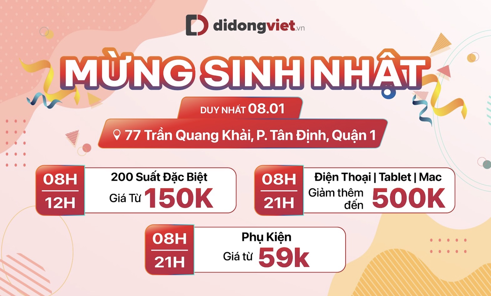 Điện thoại, phụ kiện công nghệ dịp cận Tết: Giảm giá sốc, nhiều lựa chọn tốt TechTimes Vietnam Di Động Việt mừng sinh nhật với 200 suất bán đặc biệt giá chỉ từ 150 ngàn đồng