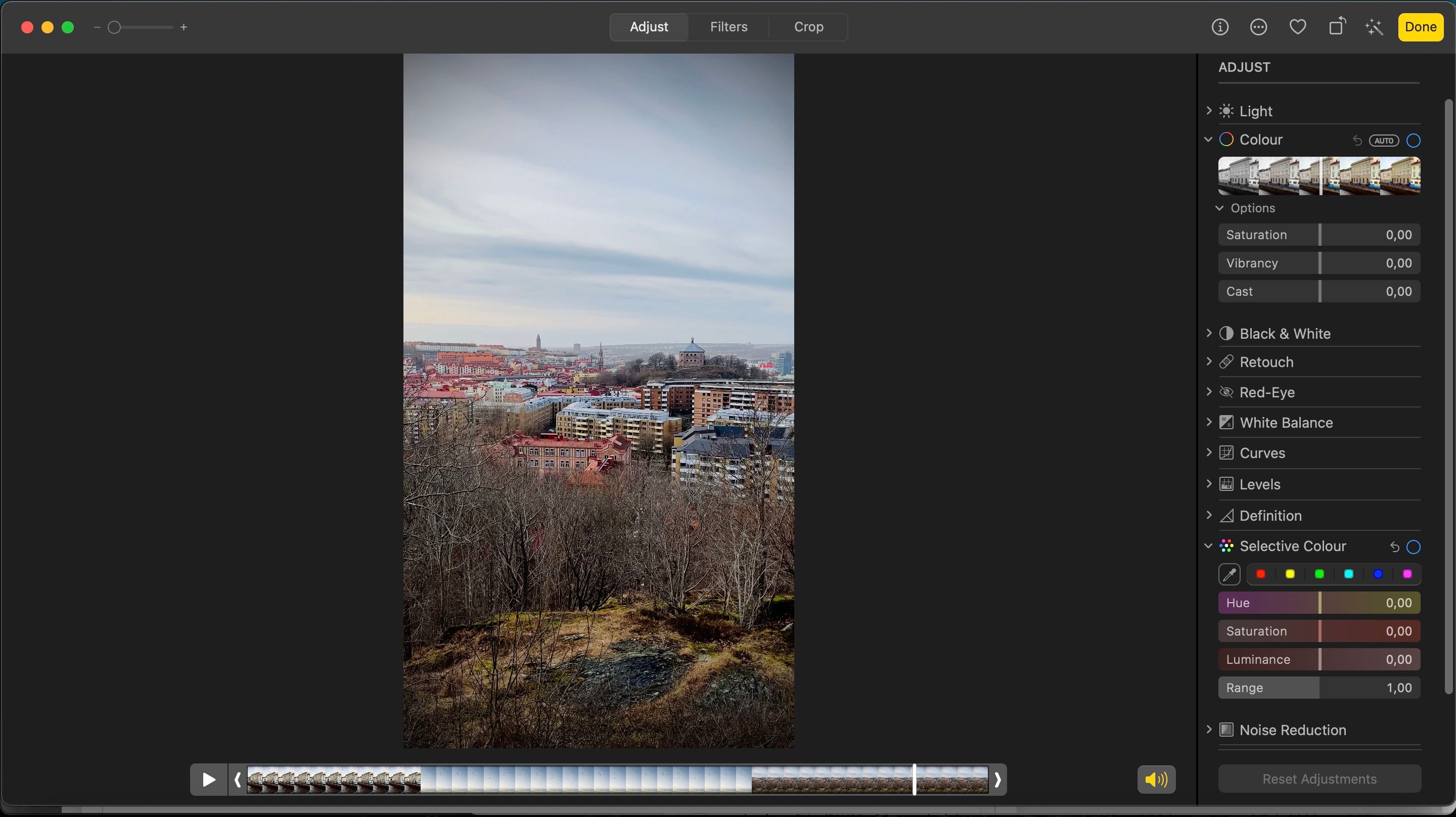 Ảnh chụp màn hình chỉnh sửa video của Apple Photos