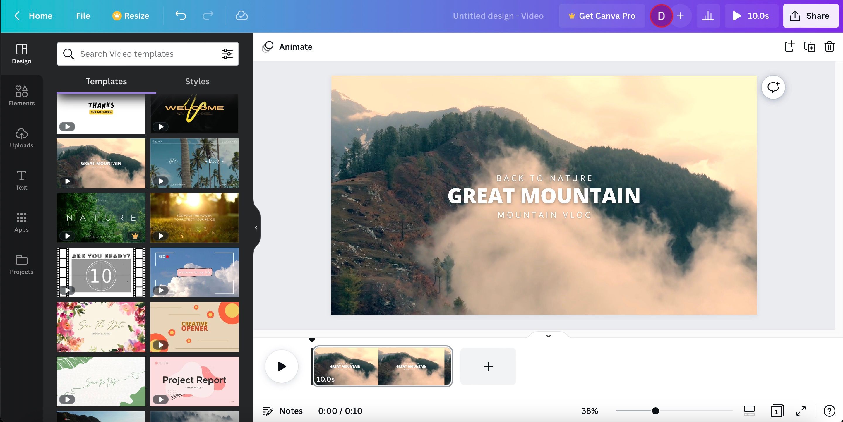 Ảnh chụp màn hình chỉnh sửa video Canva