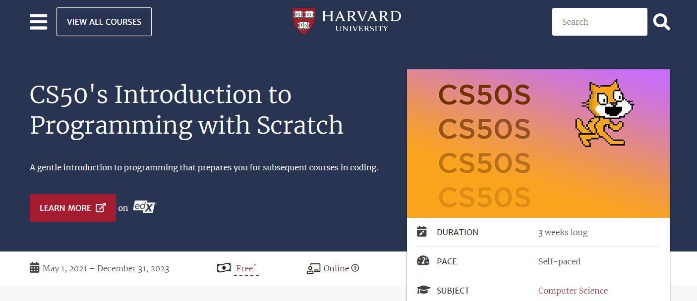 Ảnh chụp màn hình Khóa học lập trình miễn phí của Harvard với Scratch