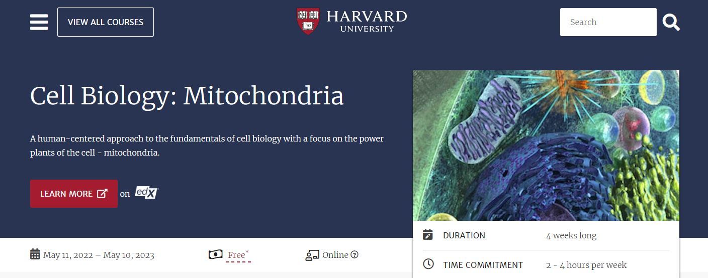 Ảnh chụp màn hình Khóa học sinh học tế bào miễn phí của Harvard về ty thể