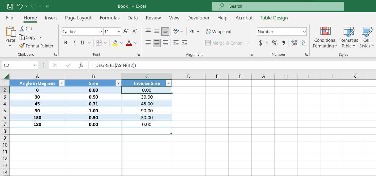 Kết quả được định dạng của ASIN trong Excel