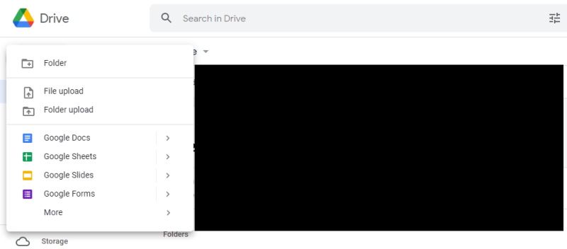 Menu tải tệp lên Google Drive