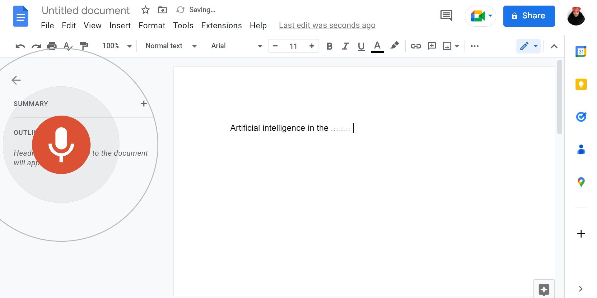 Nhập liệu bằng giọng nói trong Google Tài liệu