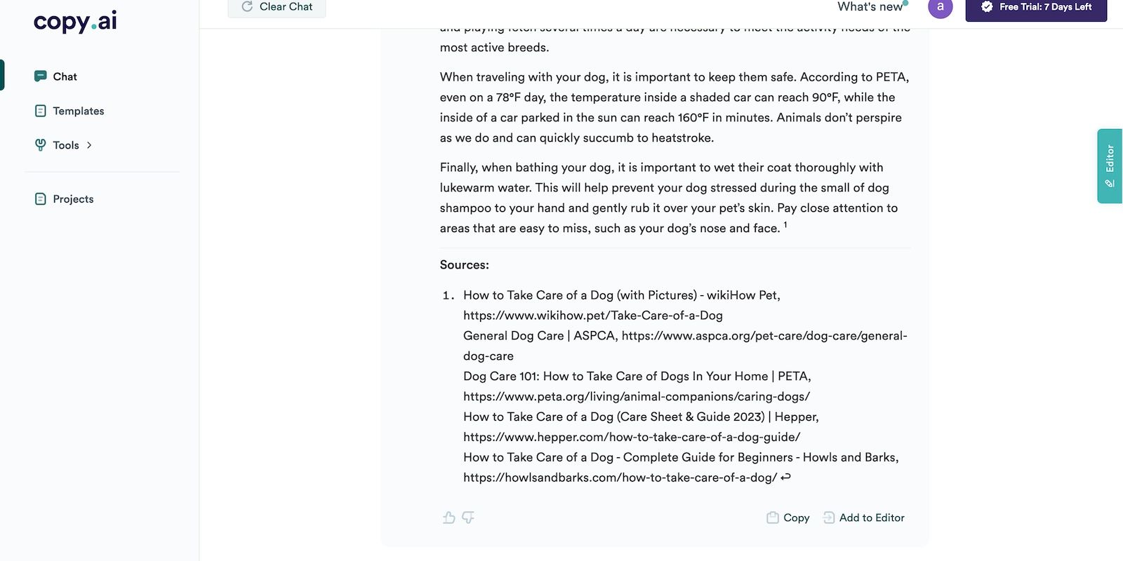 Copy.ai liệt kê nguồn bài viết