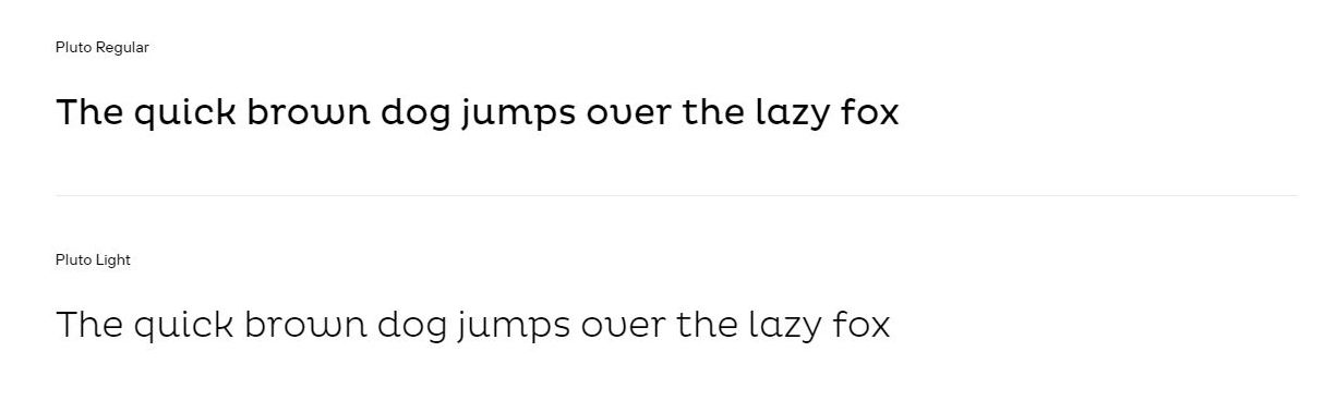 Ảnh chụp màn hình của phông chữ Pluto trên màn hình