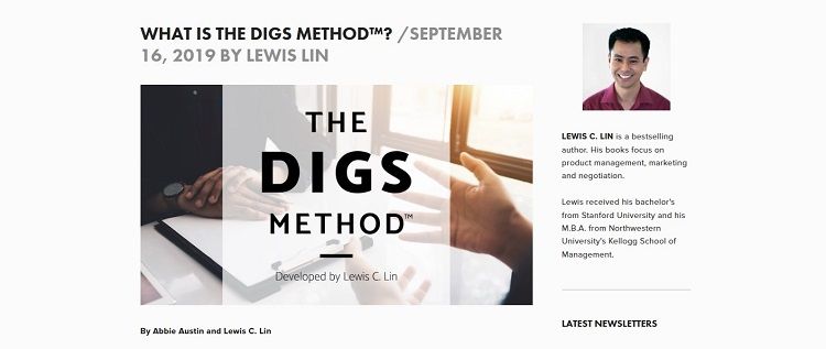Ảnh chụp màn hình trang giải thích DIGS từ lewis-lin.com