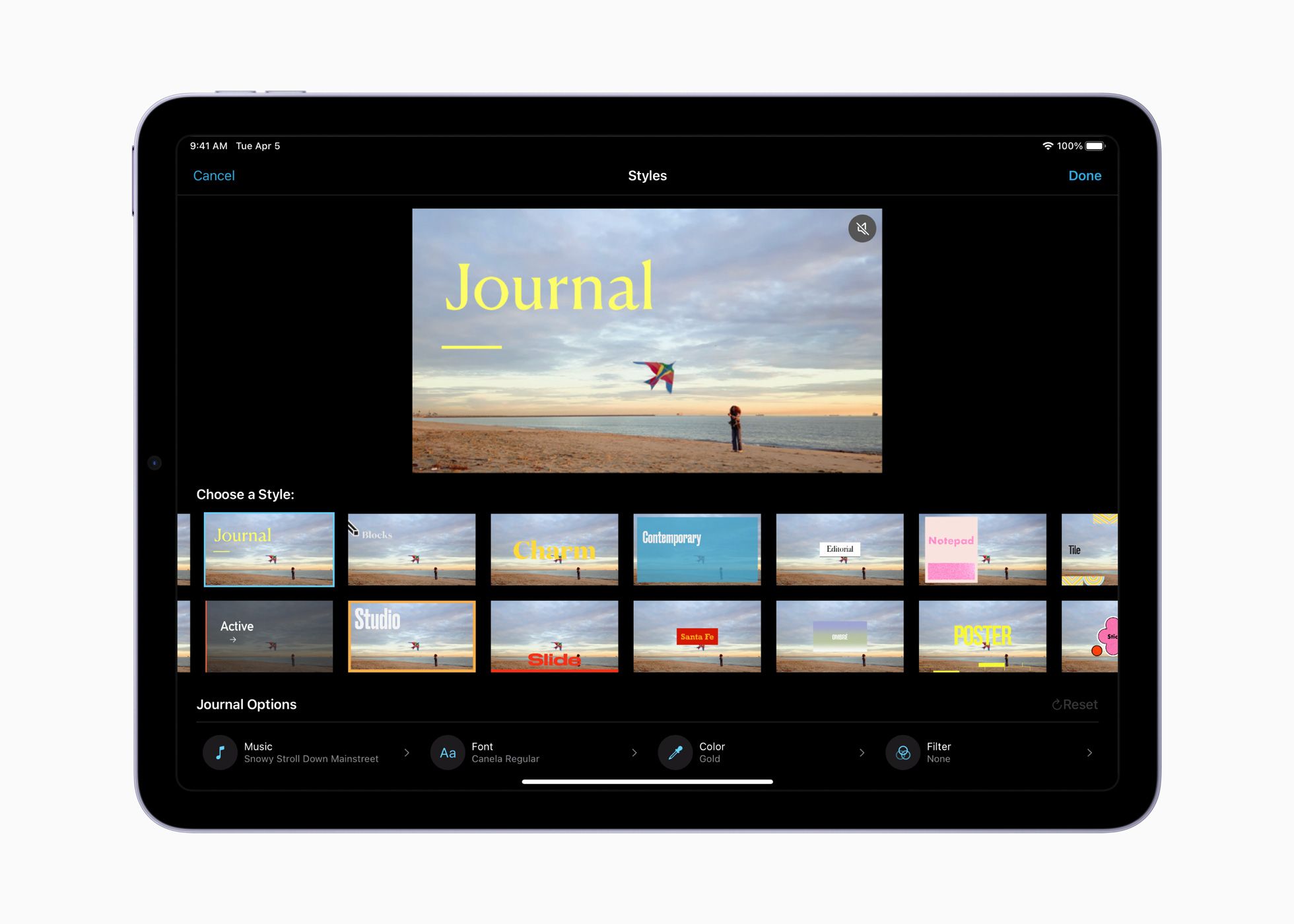 Bảng phân cảnh Apple iMovie