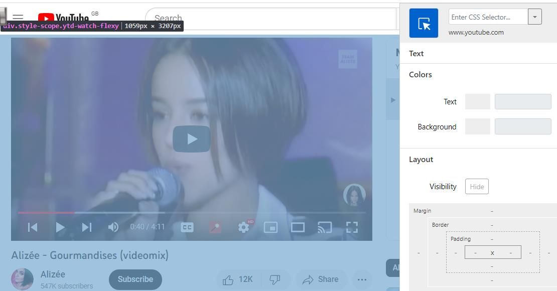 Một phần tử trang đã chọn