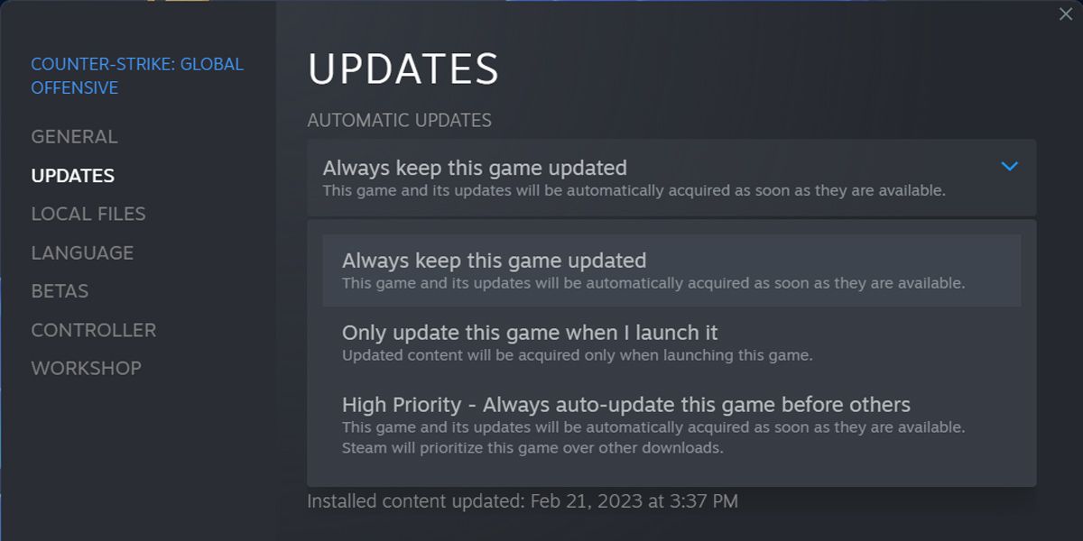 Cập nhật CS:GO trên Steam