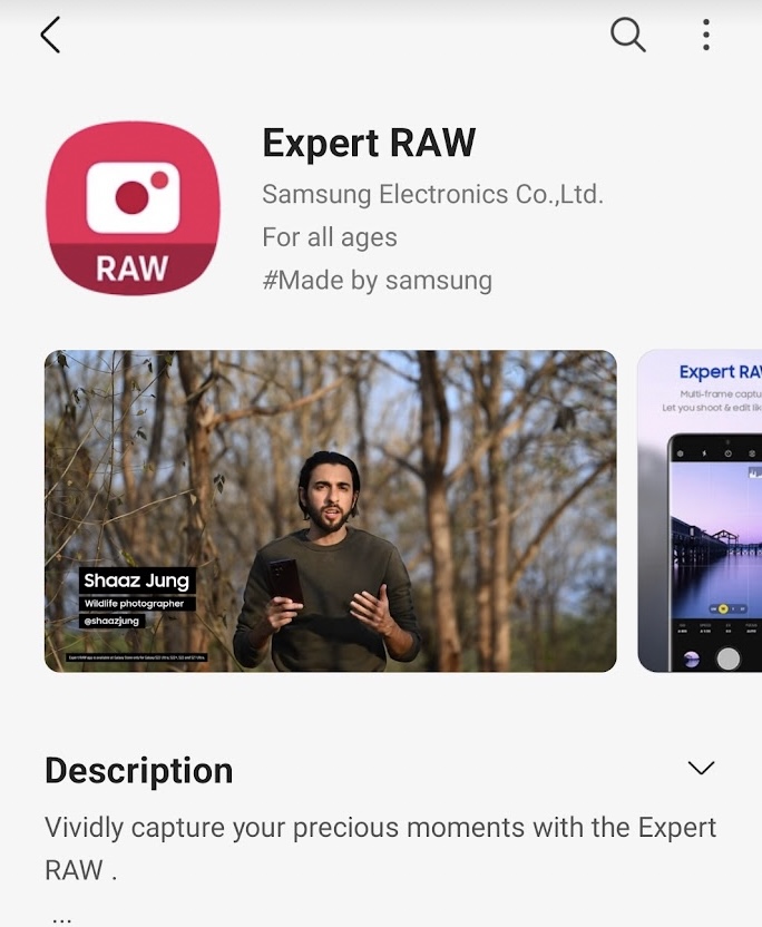 Cài thêm Expert RAW trên kho ứng dụng của Samsung.