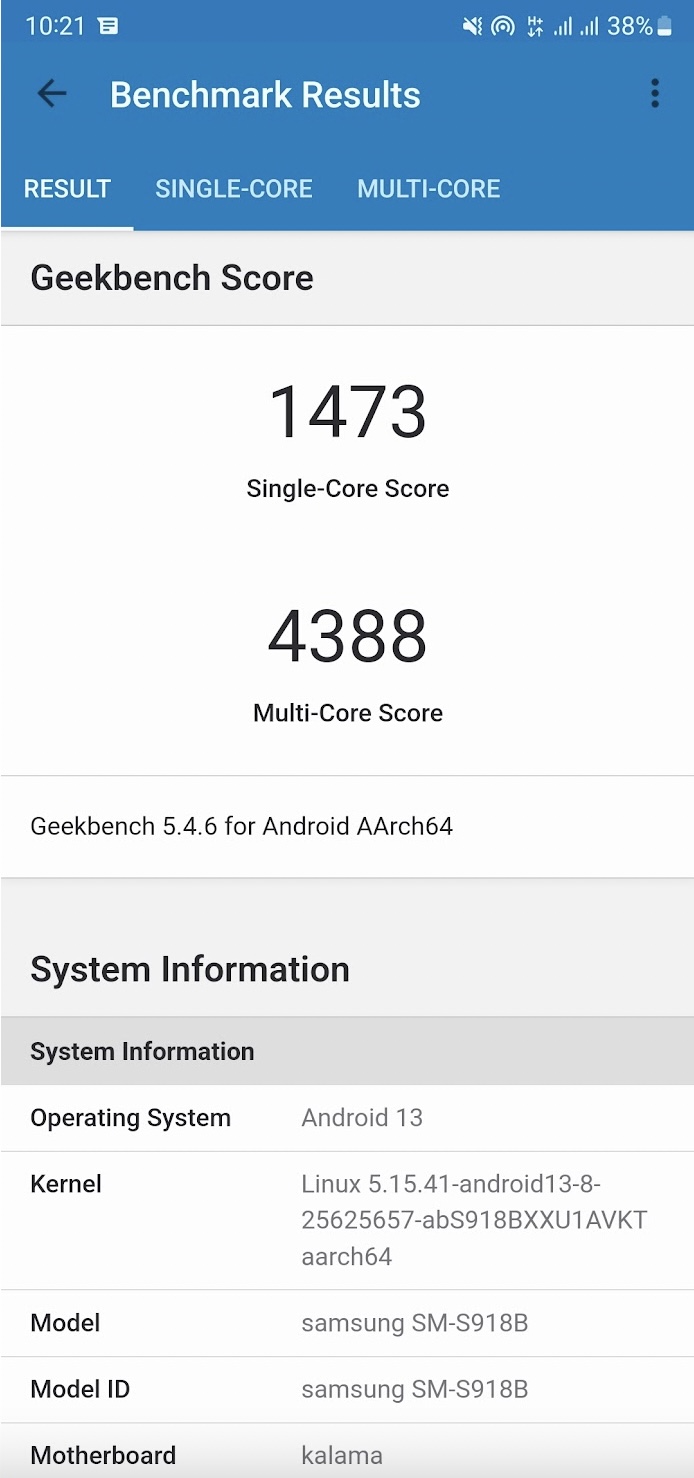 Điểm số benchmark Geekbench.