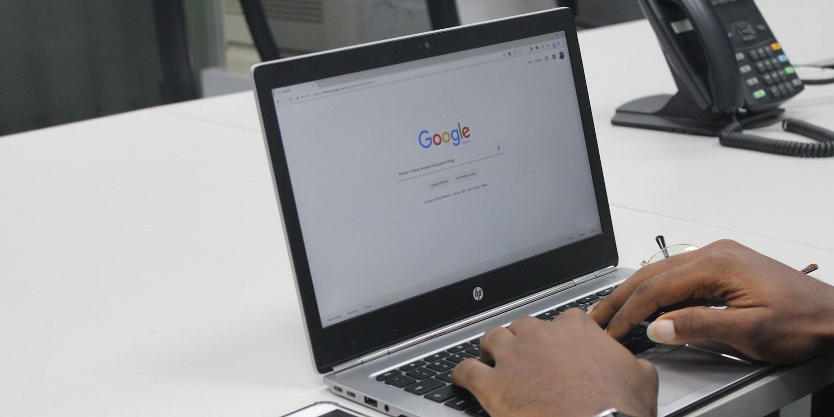 The Chrome browser on laptop