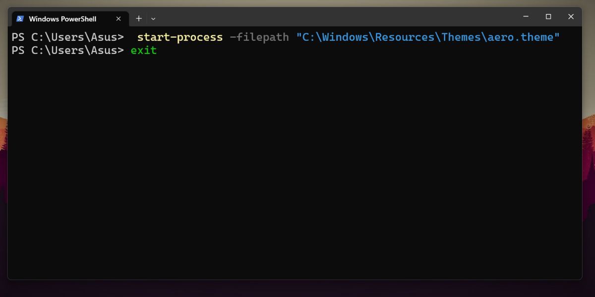 Thay đổi chủ đề bằng PowerShell