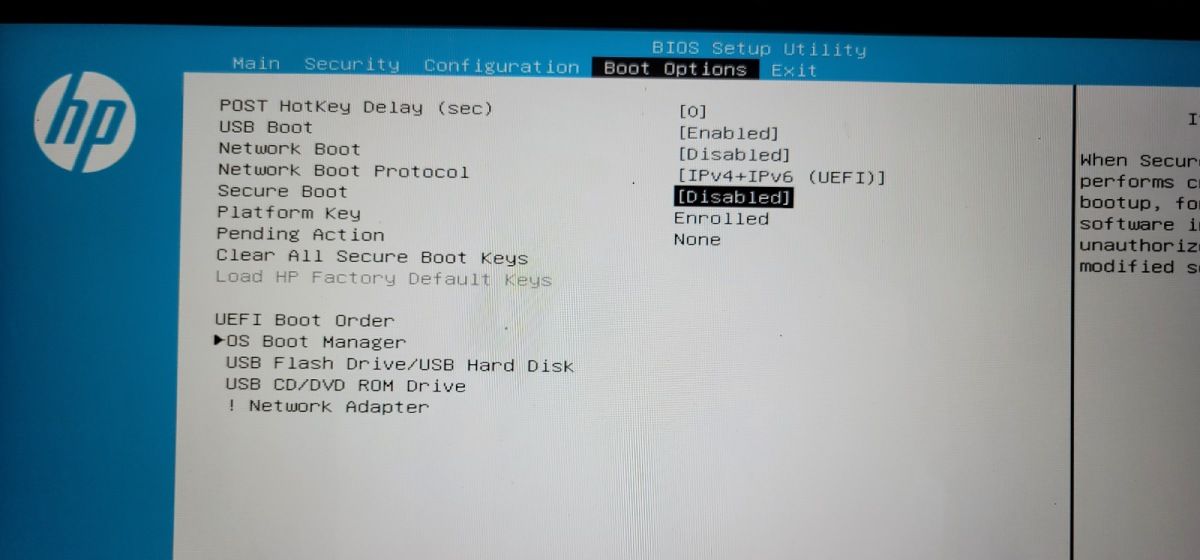 vô hiệu hóa bios khởi động an toàn