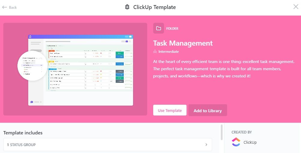 Mẫu quản lý tác vụ ClickUp