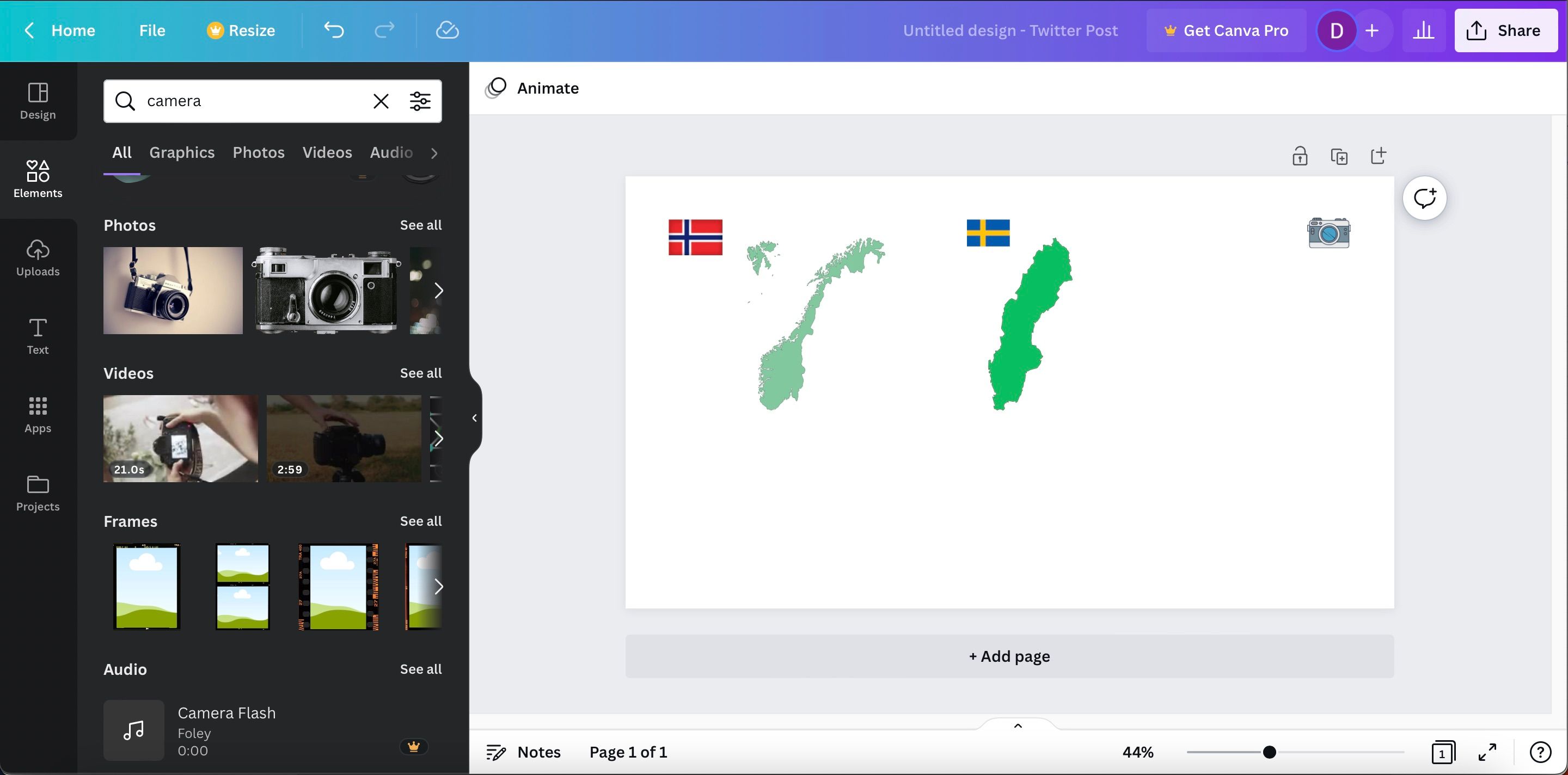 Ảnh chụp màn hình hiển thị cách thêm các thành phần mới vào bài đăng trên Canva