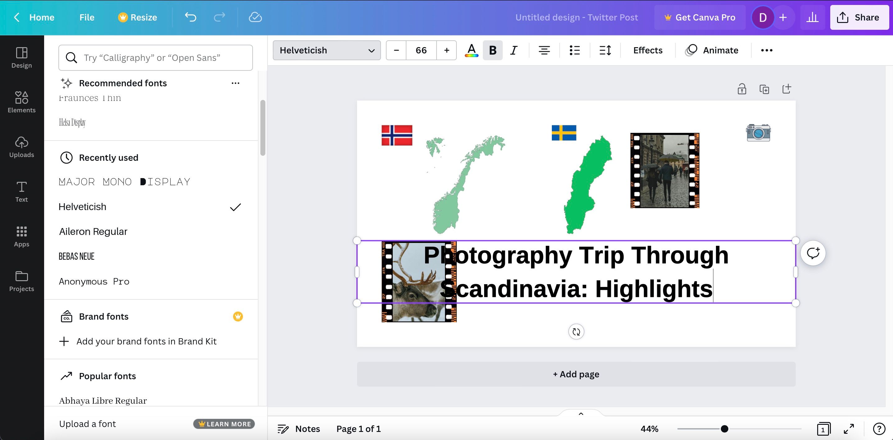 Ảnh chụp màn hình hiển thị cách thêm văn bản vào bài đăng Twitter trên Canva