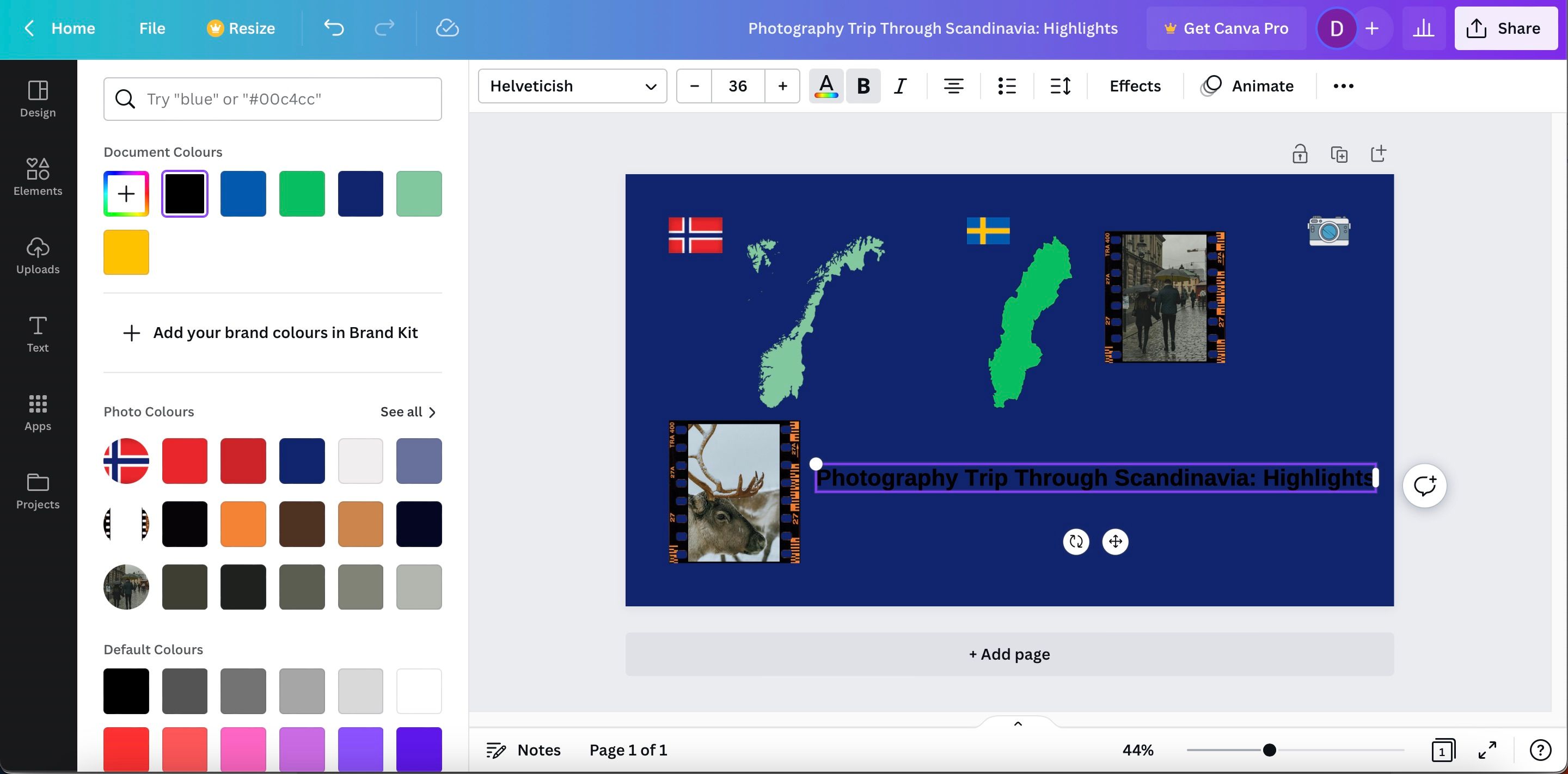 Ảnh chụp màn hình hiển thị cách thay đổi màu văn bản trong Canva