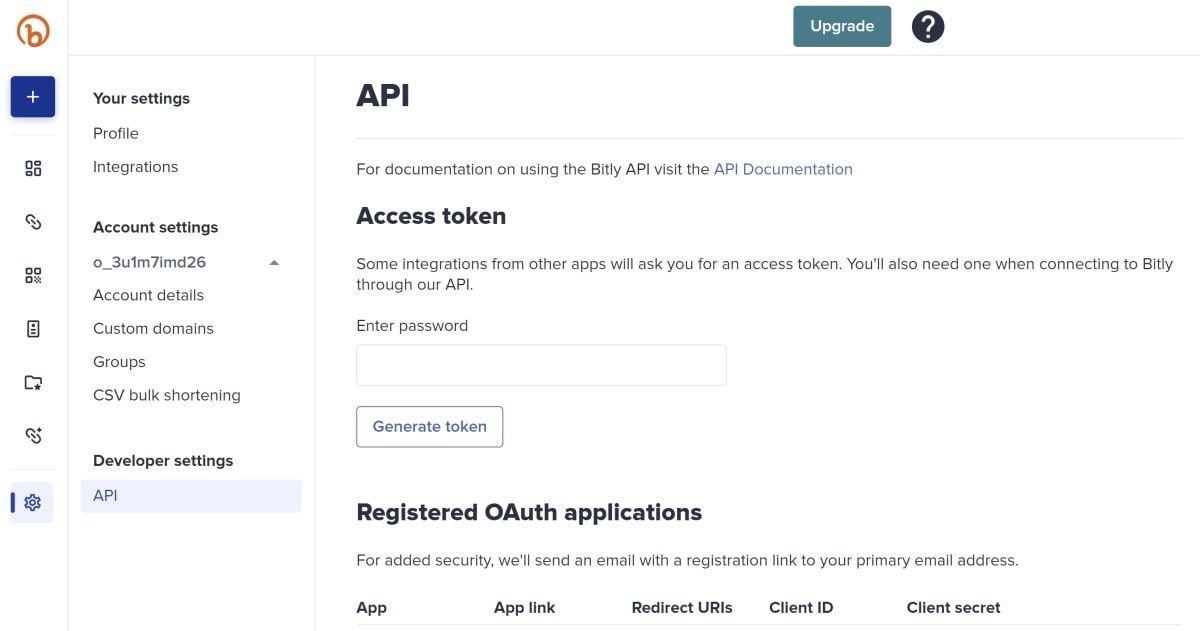 Cài đặt API dành cho nhà phát triển Bitly