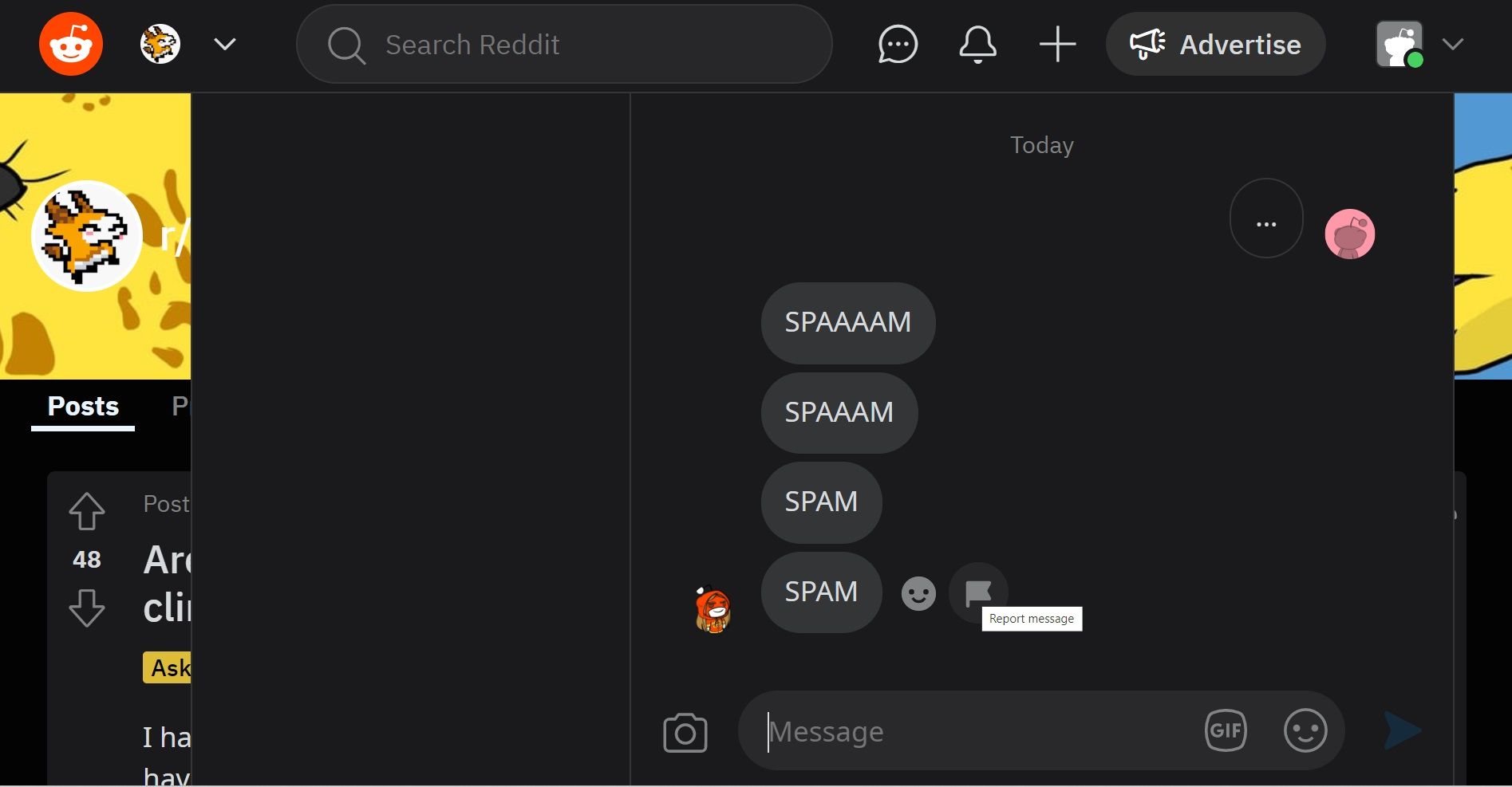 Báo cáo một tin nhắn trên Reddit