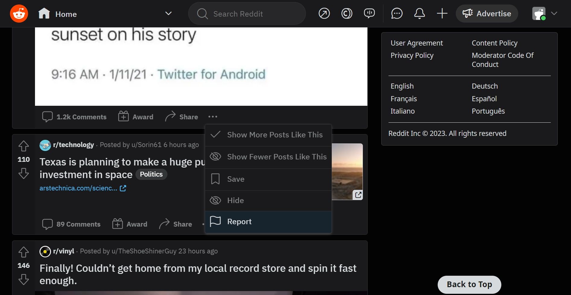 Báo cáo một bài đăng trên Reddit