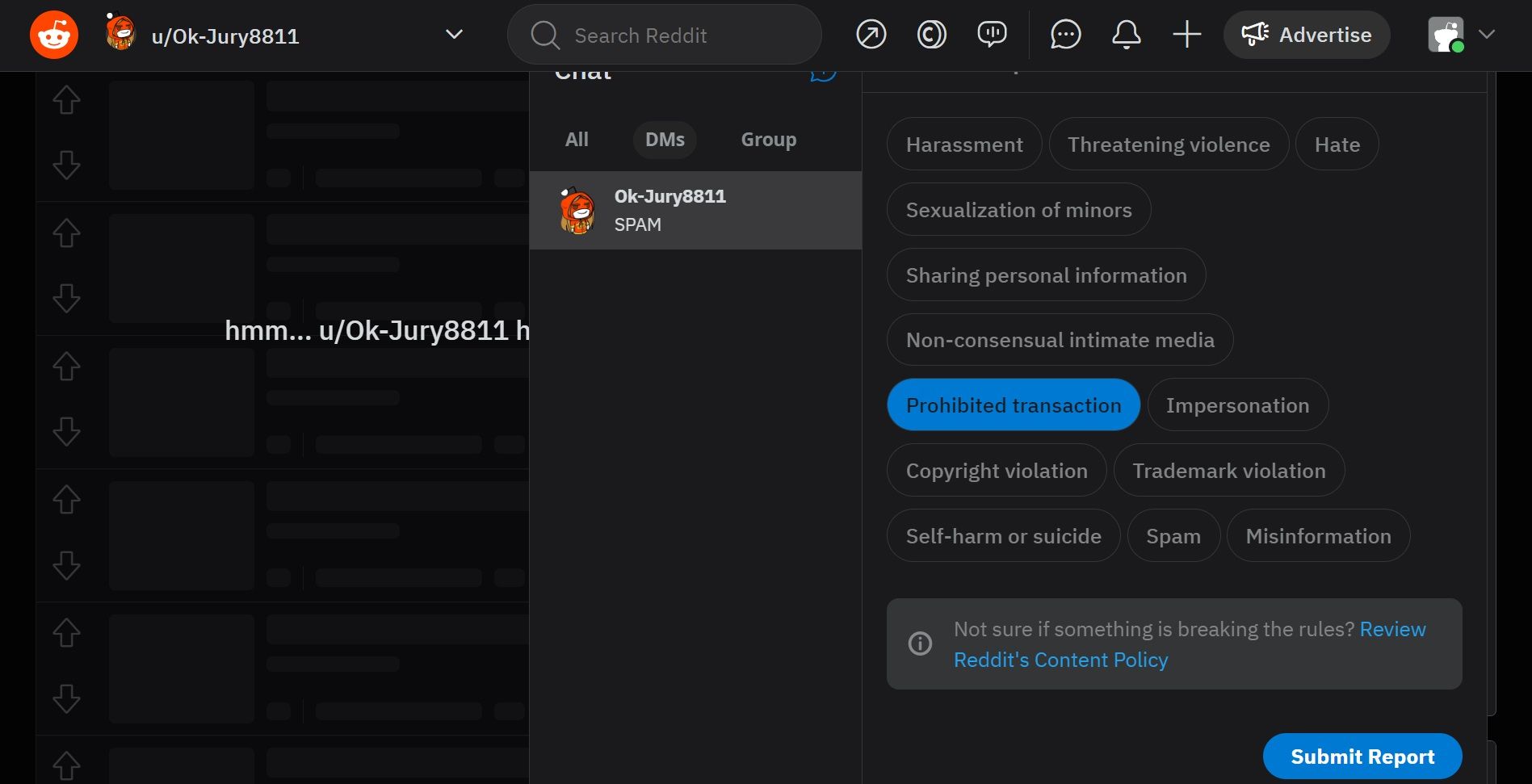 Gửi báo cáo trên Reddit