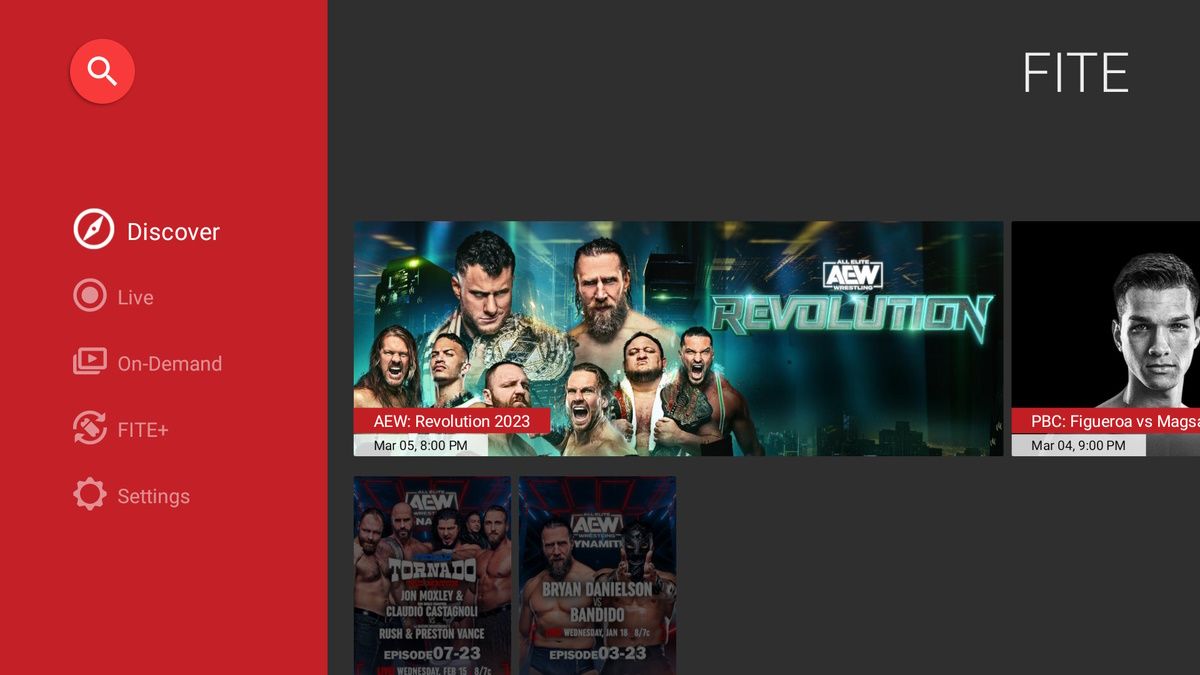 Fite.TV sau khi áp dụng VPN cho thiết bị Google TV
