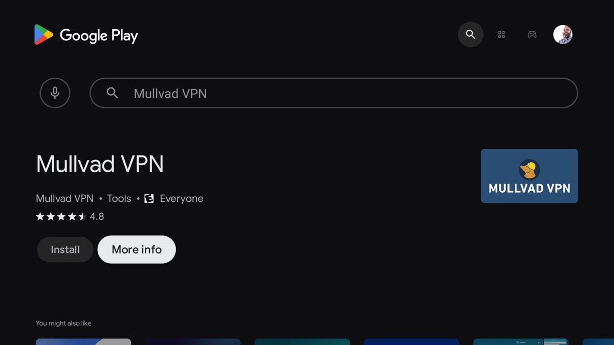 Mullvad VPN trên Google Play trên thiết bị Google TV