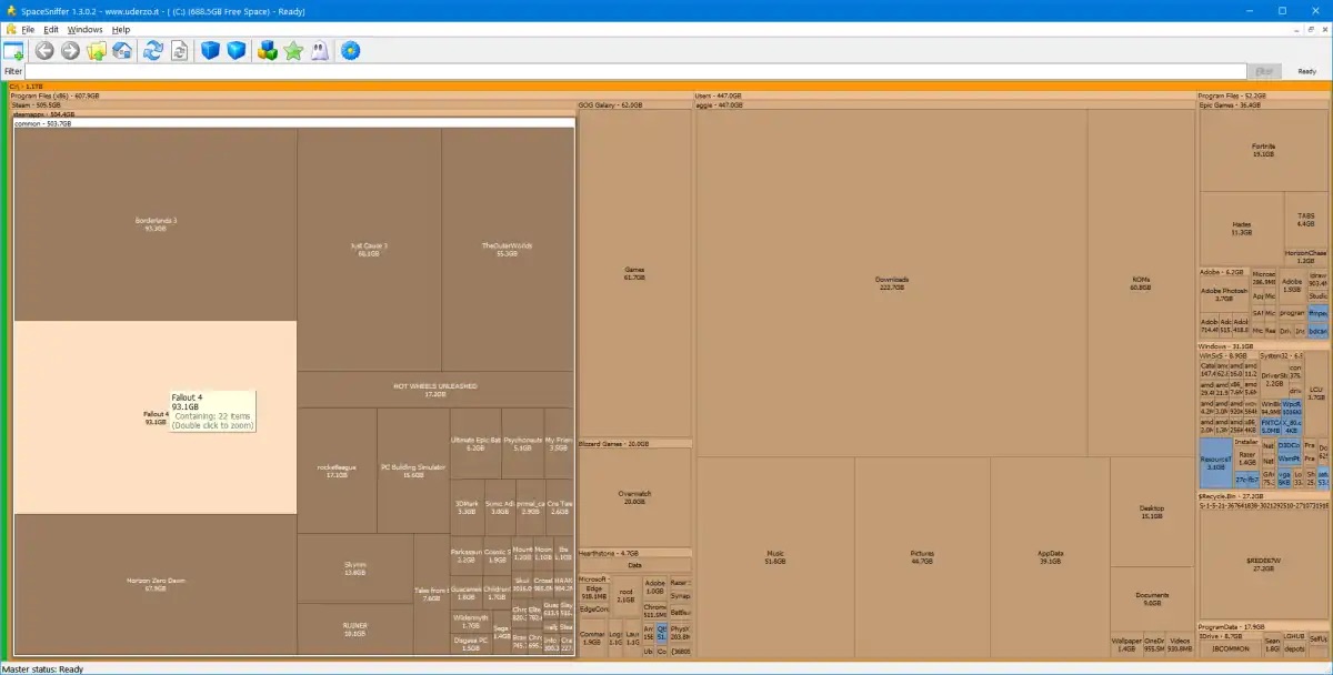 5 công cụ cực kỳ hữu ích cho người dùng Windows lâu năm TechTimes Vietnam Spacesniffer xử lý các dữ liệu làm chậm ổ đĩa