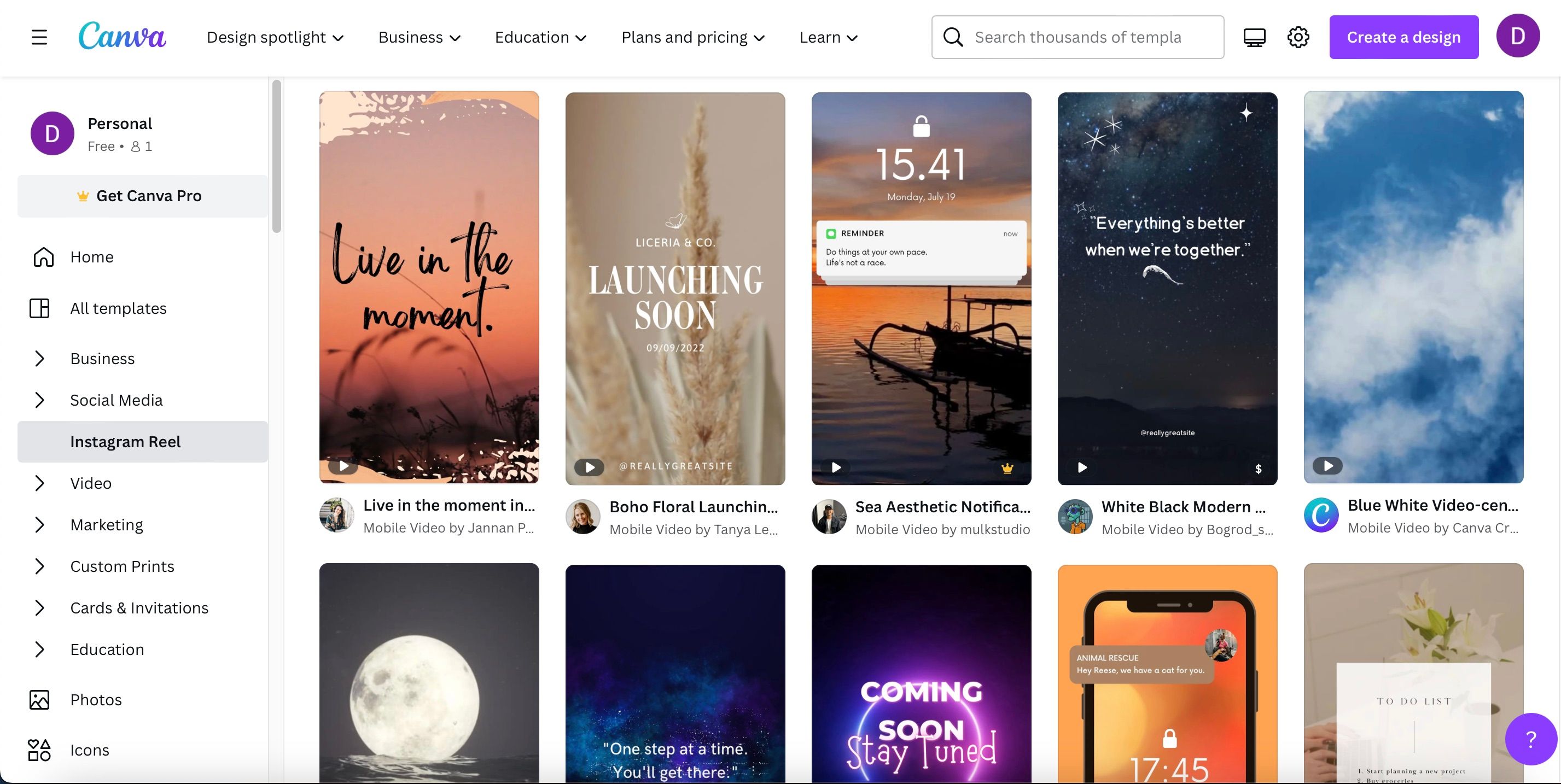Tùy chọn cuộn phim Canva Ảnh chụp màn hình