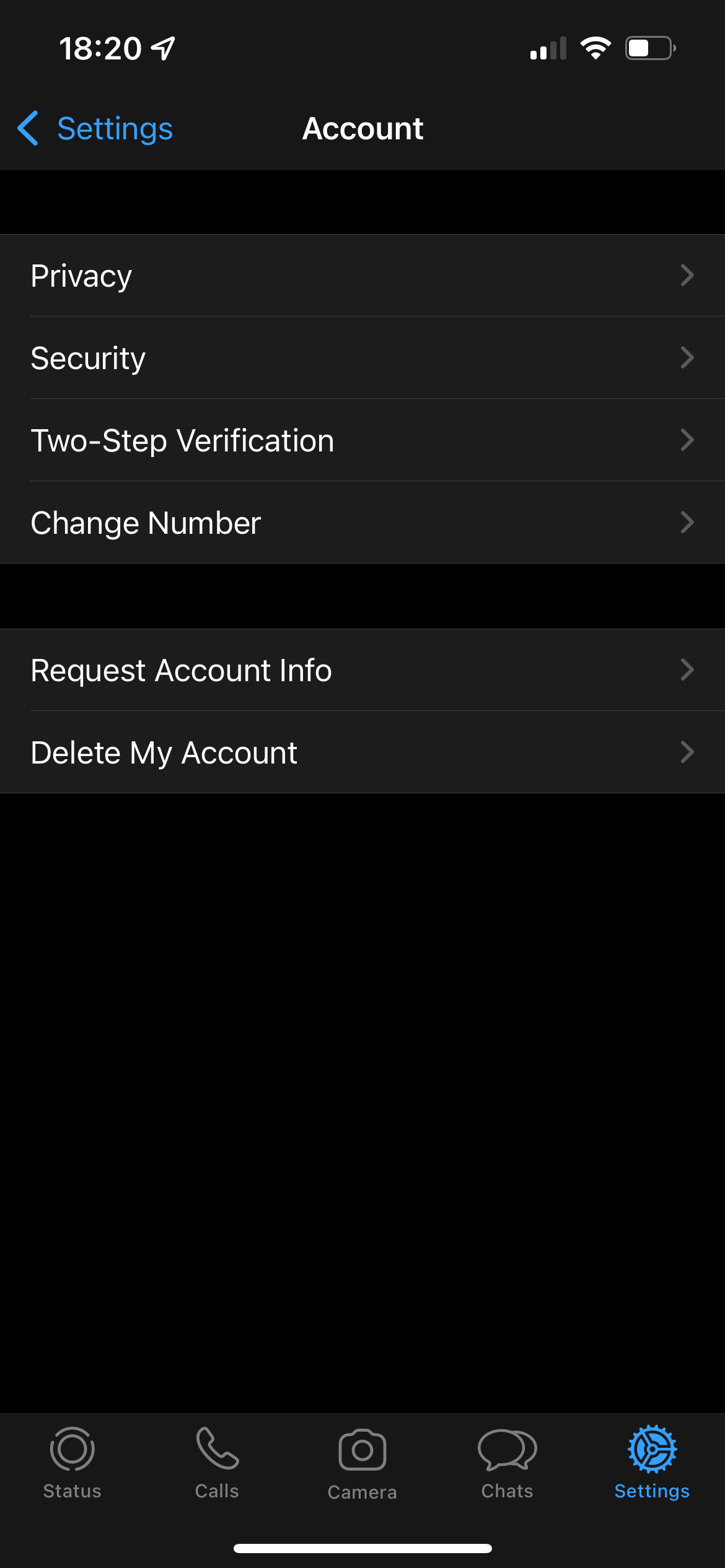 Tài khoản cài đặt WhatsApp