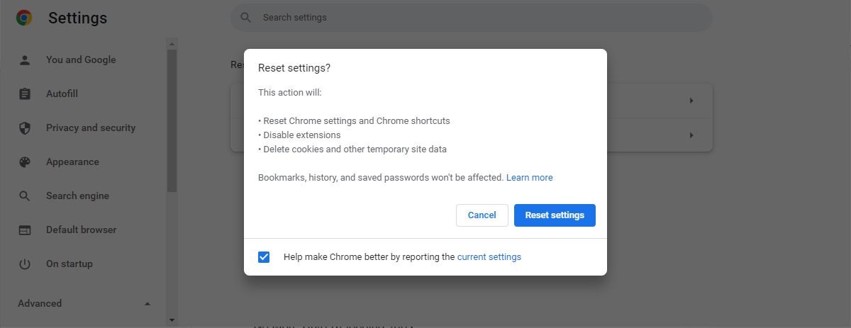 Đặt lại Google Chrome