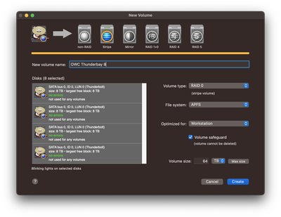 owc thunderbay ảnh chụp màn hình tạo đột kích softraid