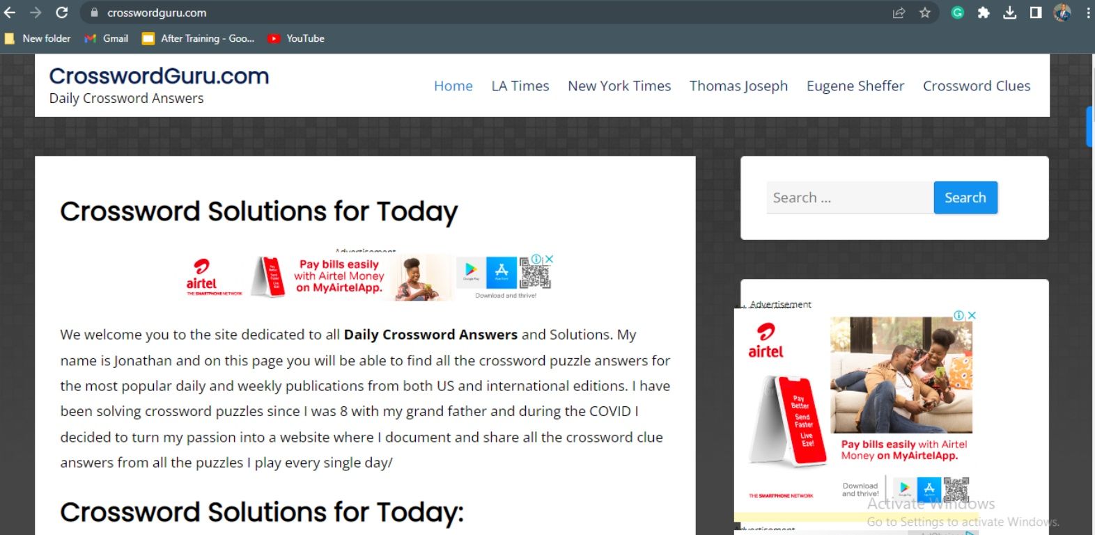 Trang web CrosswordGuru.com Ảnh chụp màn hình