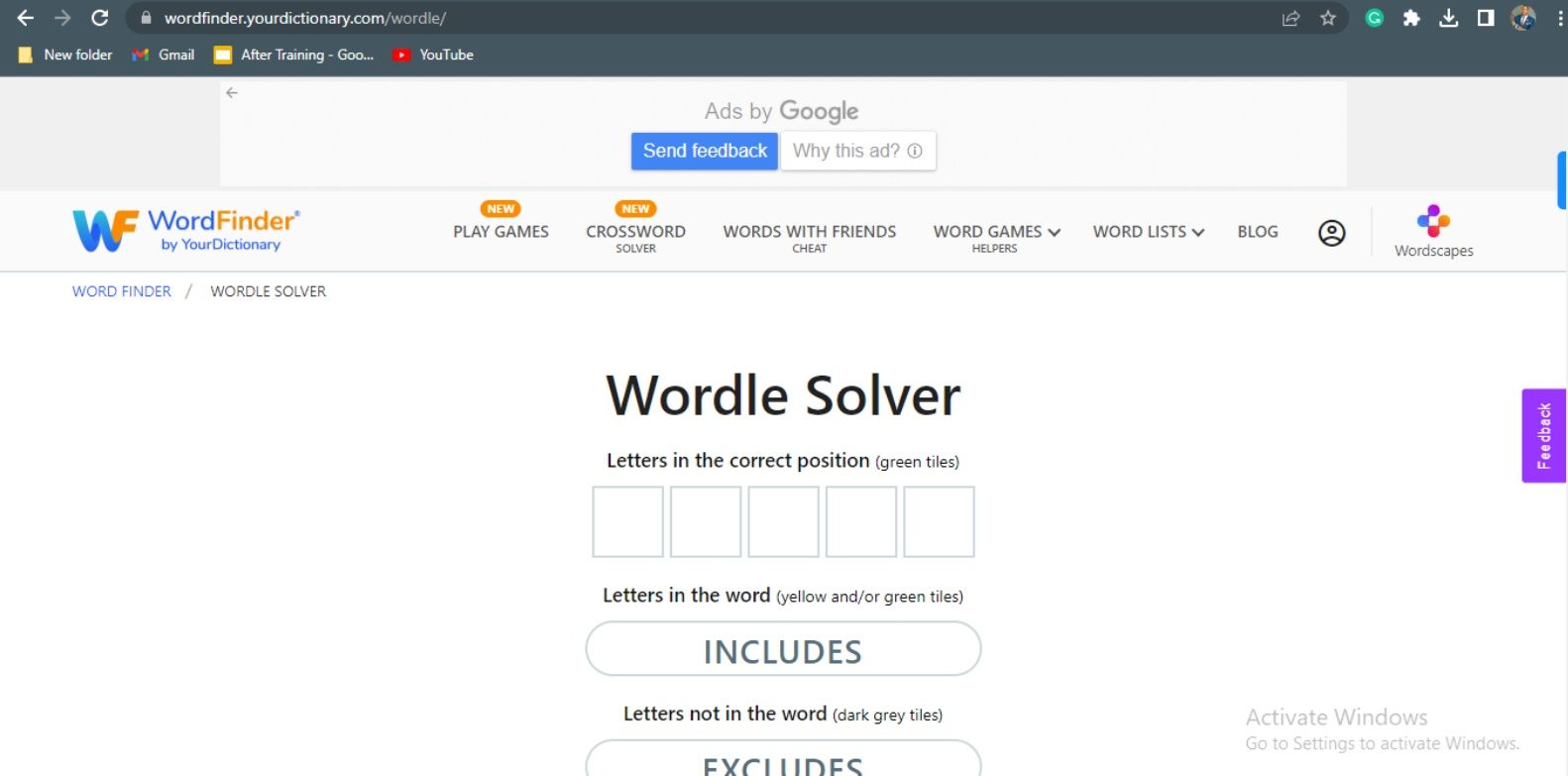 Trang Wordfinder Ảnh chụp màn hình