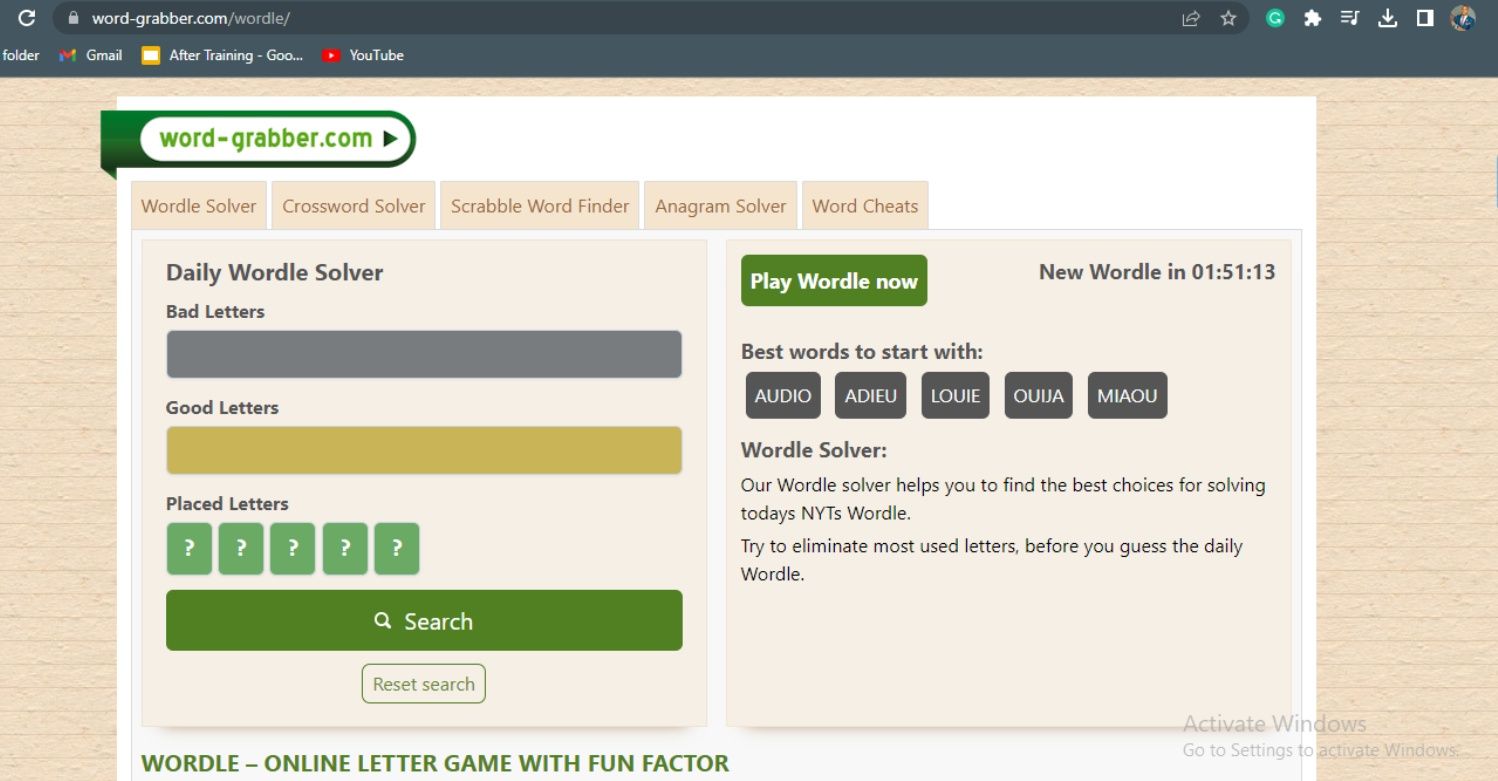 ảnh chụp màn hình trang web word grabber