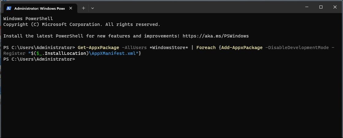 đăng ký lại ứng dụng microsoft store tất cả người dùng