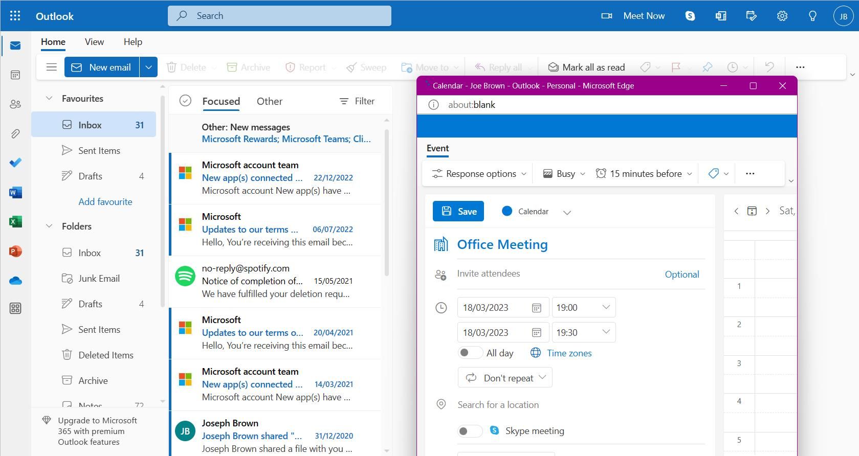 Lên lịch sự kiện mới trong Microsoft Outlook