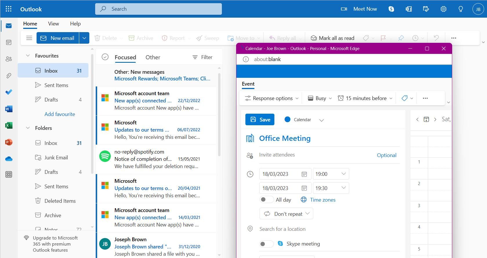 Lên lịch sự kiện mới trong microsoft outlook