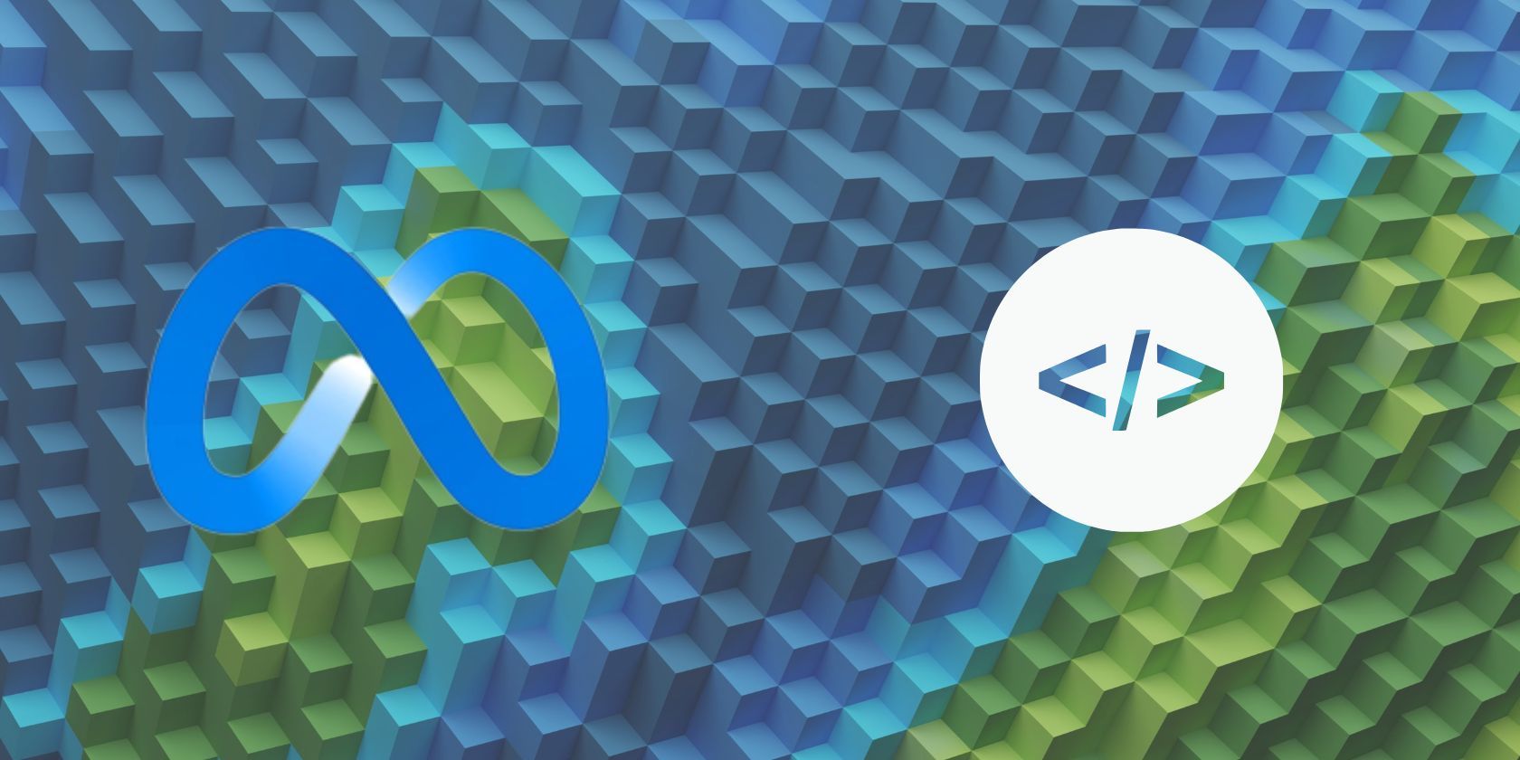 Hình ảnh pixel có logo Meta và biểu tượng mã