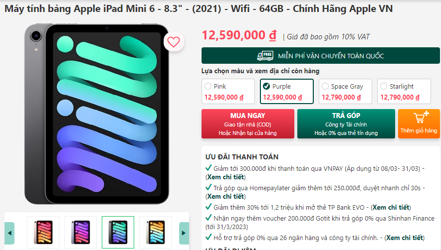Ngỡ ngàng giá iPad Mini 6 tháng 3/2023, rẻ không cưỡng nổi, chiến game ngon hơn cả iPhone 14 Pro Max