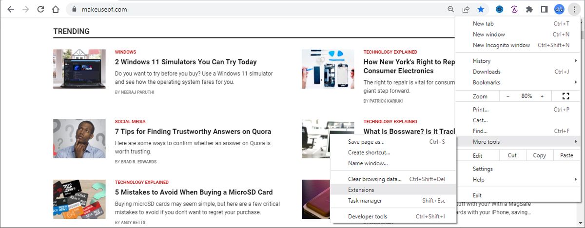 Trình đơn Google Chrome