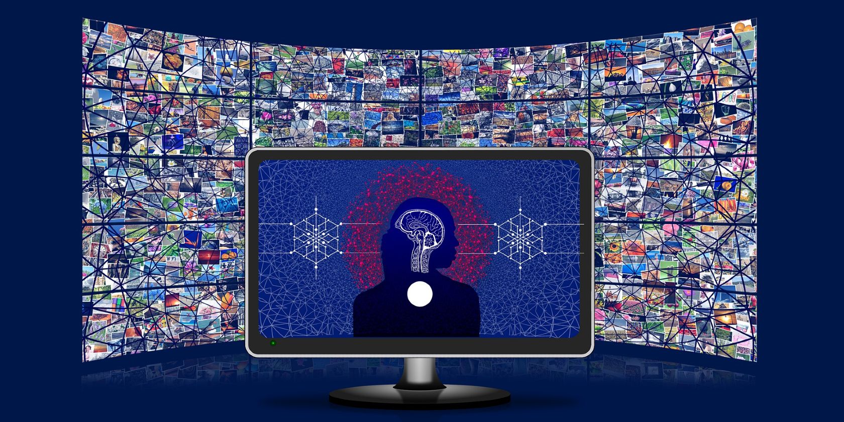 Hình minh họa kỹ thuật số hiển thị màn hình đại diện cho trí tuệ nhân tạo 