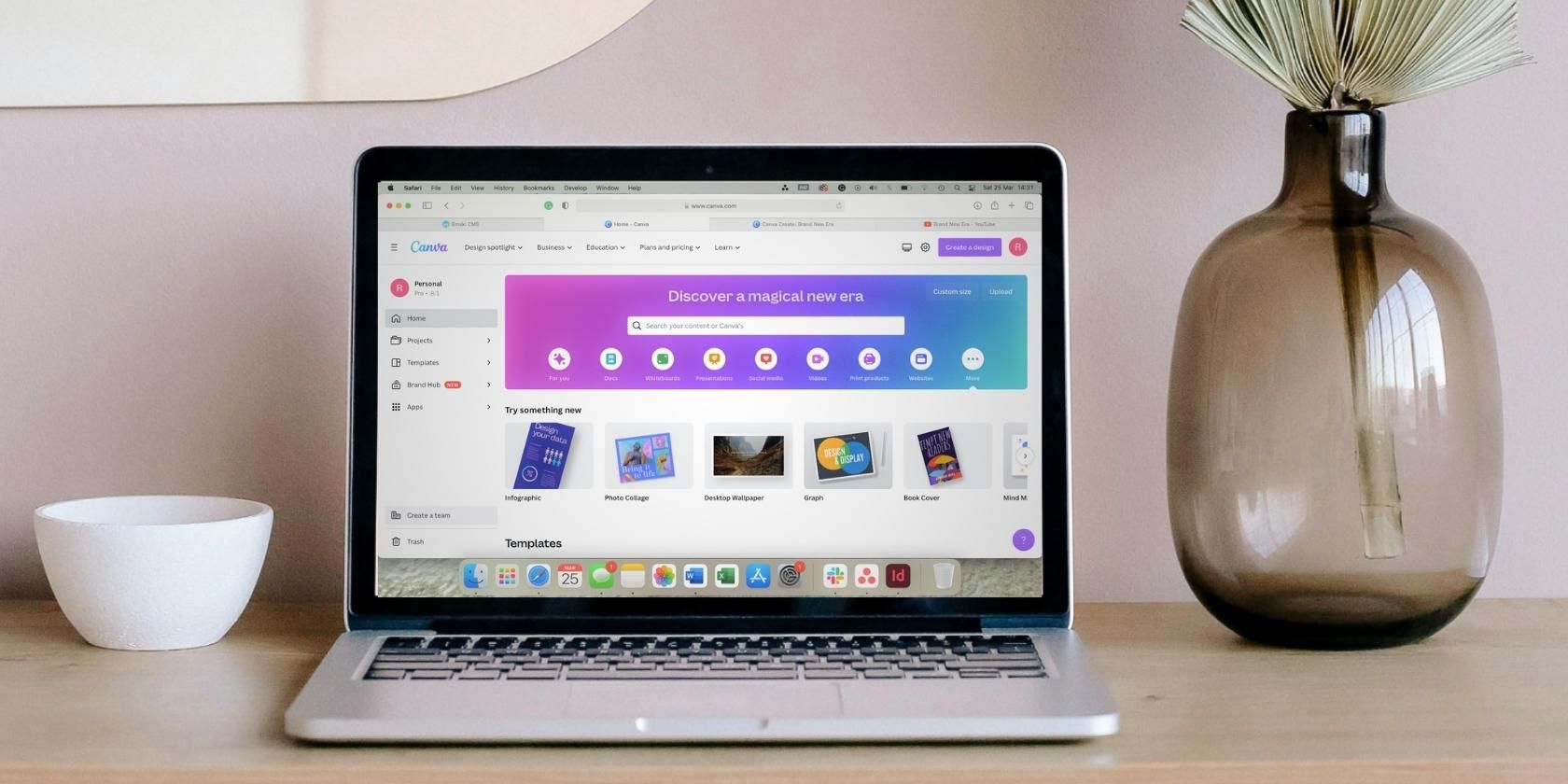 Canva homepage on laptop screen.