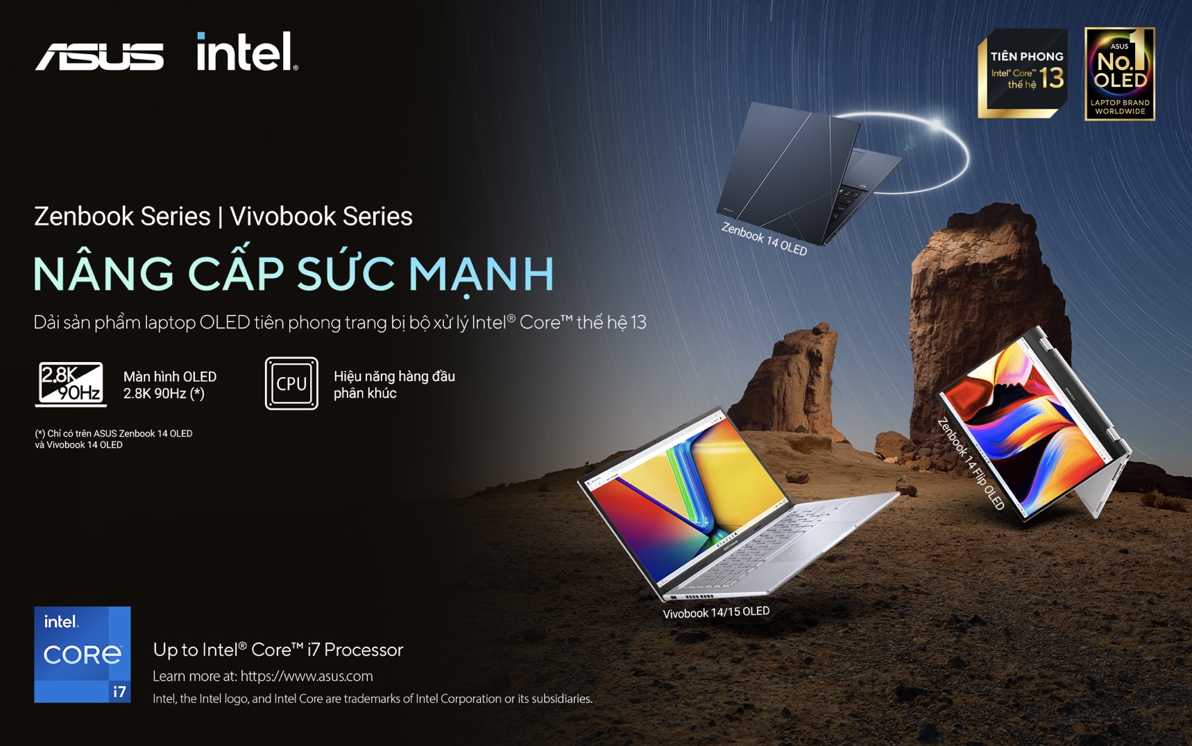 ASUS ra mắt latop OLED dùng Intel Core thế hệ 13 mới nhất